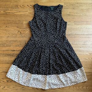 Lauren Ralph Lauren Fit & Flare Dress Womens 10 Polka Dot Old Money Quiet Luxury